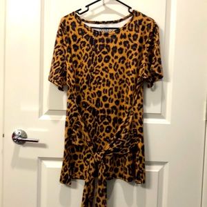 Crazy Train Short- sleeve Animal Print Tee w tie